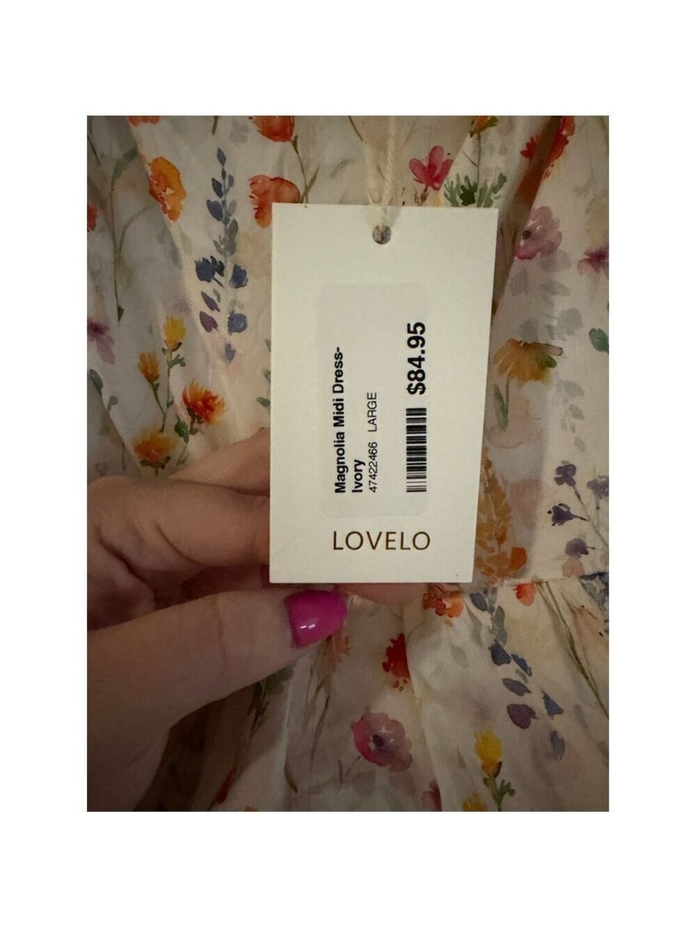Lovelo Floral Ruffle Mini Dress - Creamy Botanical Print - Puffy Sleeves - NWT - - Picture 6 of 8